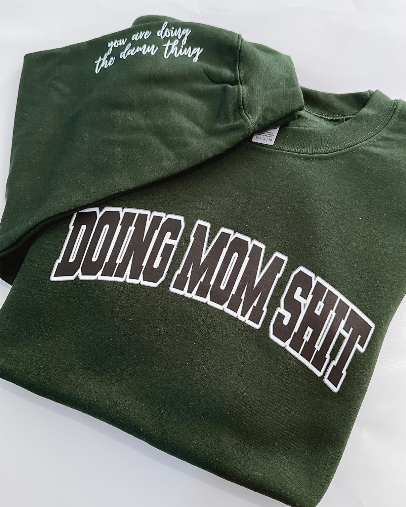 Pre-Order Doing Mom Shit Varsity Green Crewneck Sweater