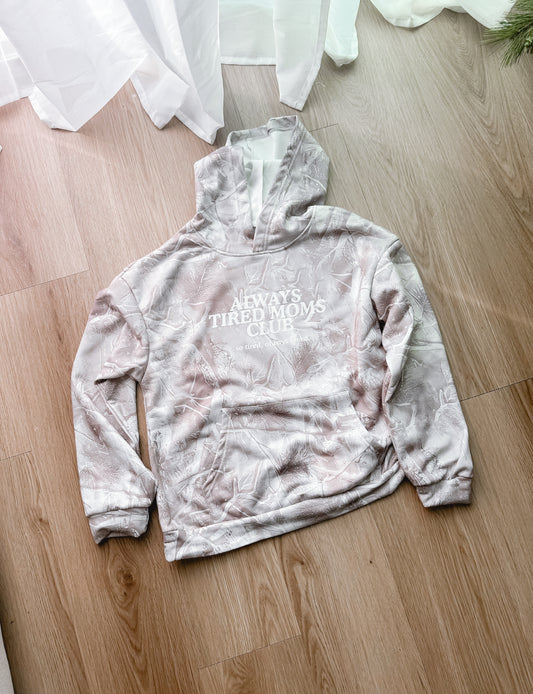 Pre-Order Camo Always Tired Moms Club Hoodie