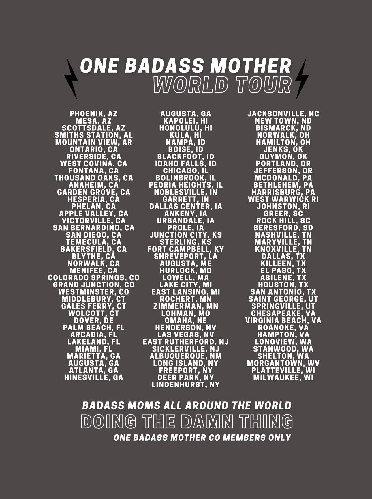 One Badass Mother Worldtour Tee